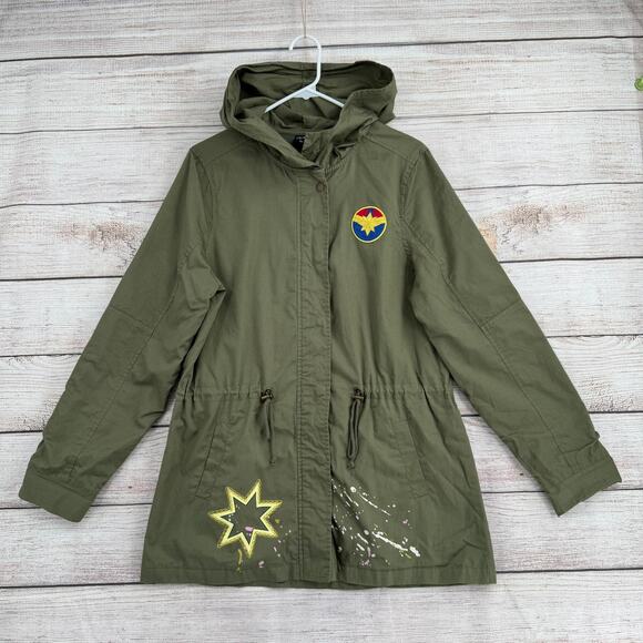 Ms. Marvel Her Universe Anorak Patch Military Hooded jacket Womens Large Green - Picture 1 of 11